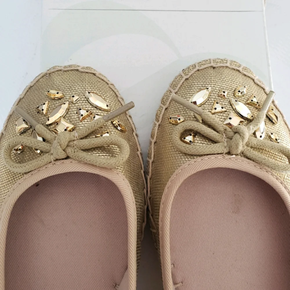 New STYLE & CO. Valorr Gold Canvas Espadrille size 5